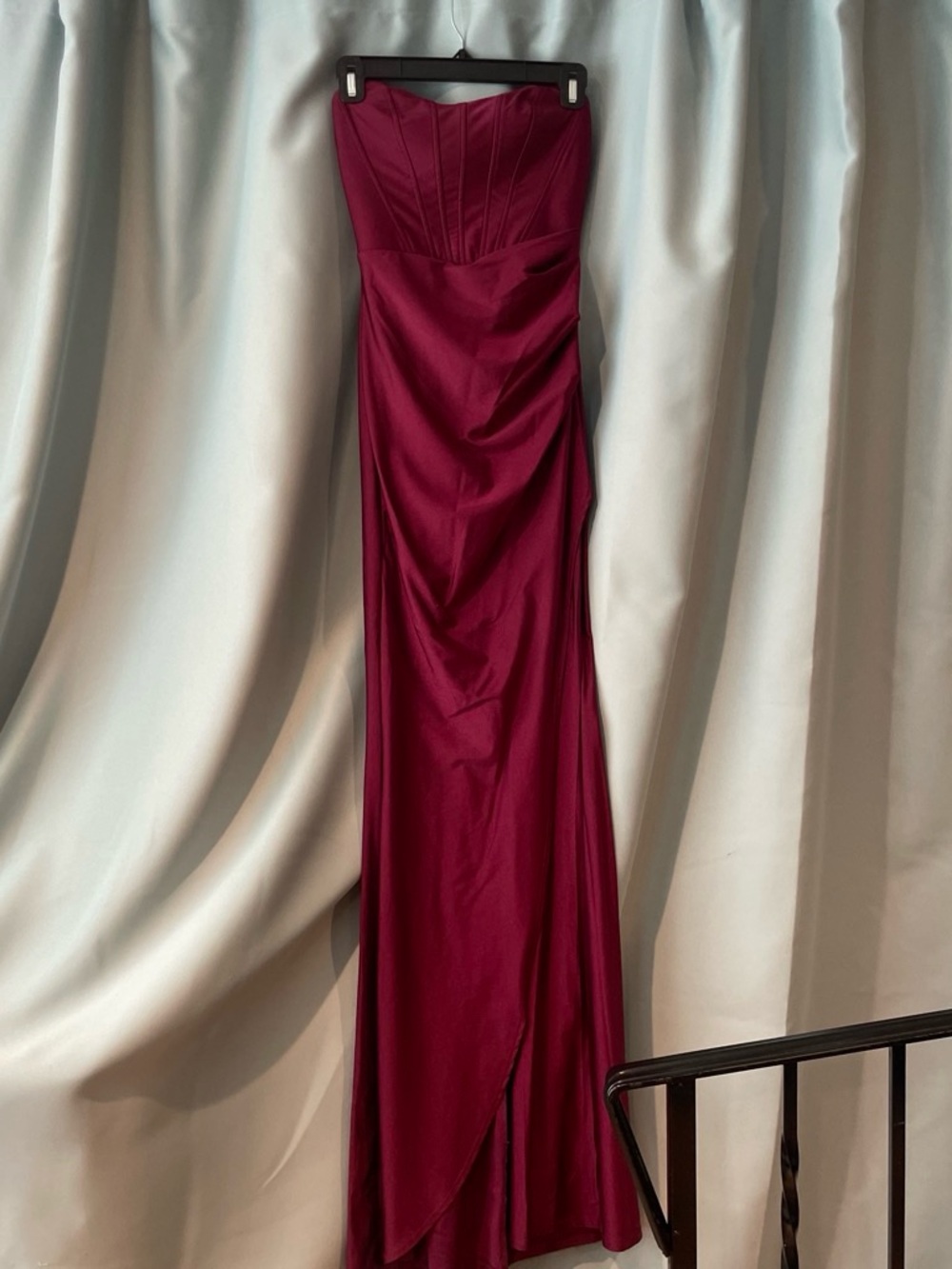 Macy's Strapless Burgundy Maxi Dress